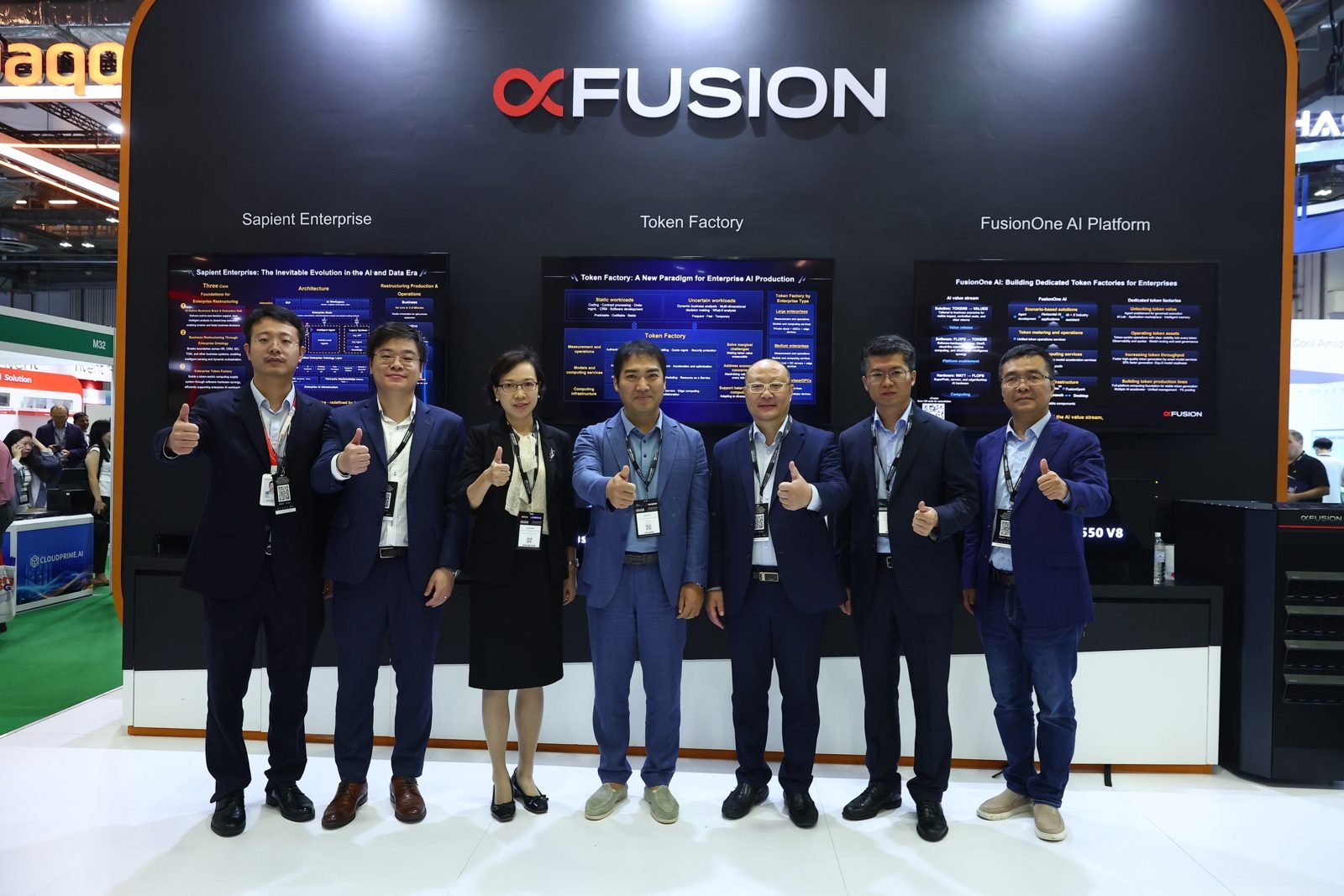 Team at the exhibition booth · Corporate Events Team at the exhibition booth