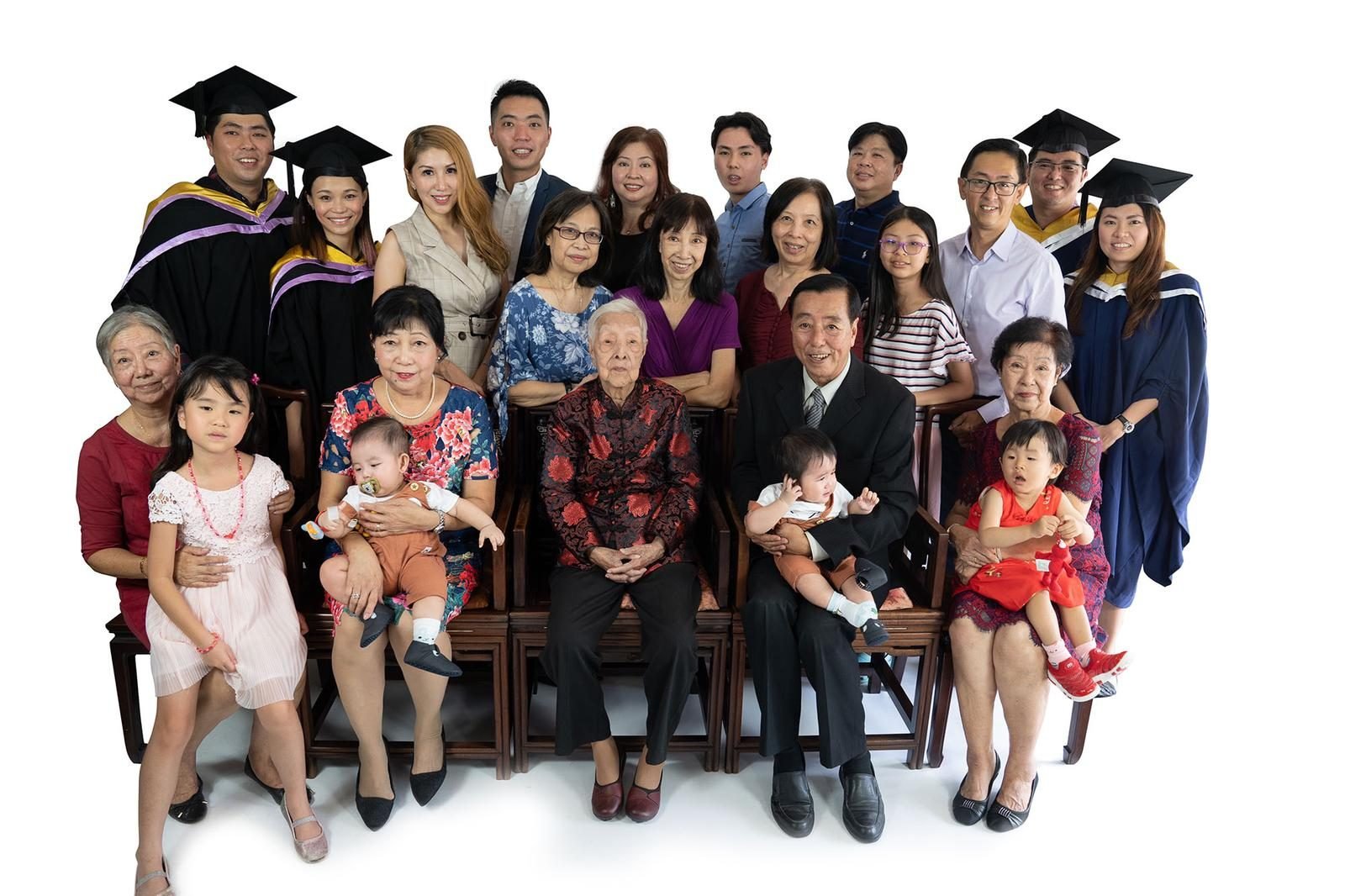 Four generations, graduation day · Family Four generations, graduation day