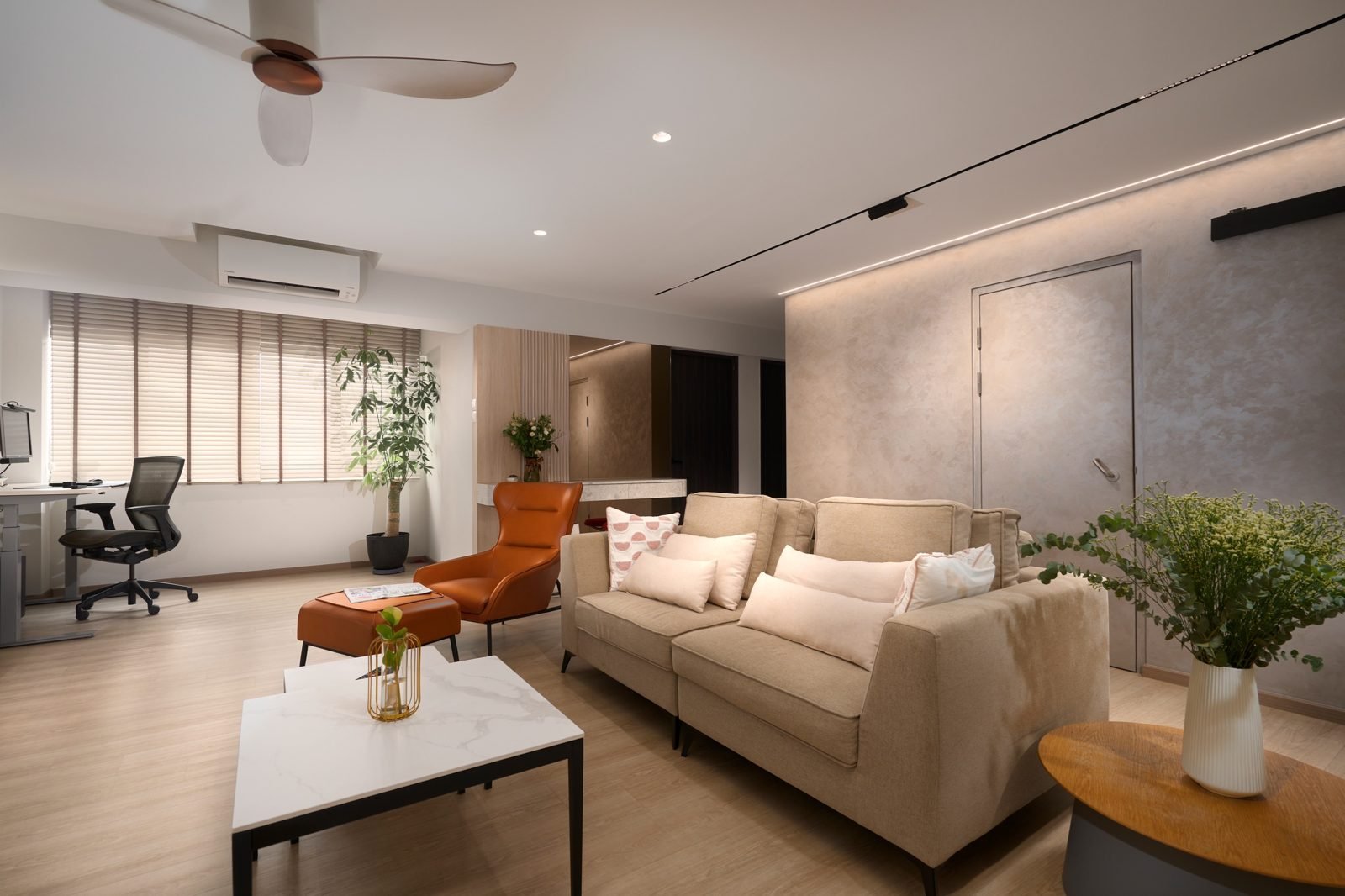 Warm minimal HDB living · Interiors Warm minimal HDB living